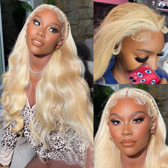 613 Blonde Lace Front Wavy Wigs 100% Real Human Hair