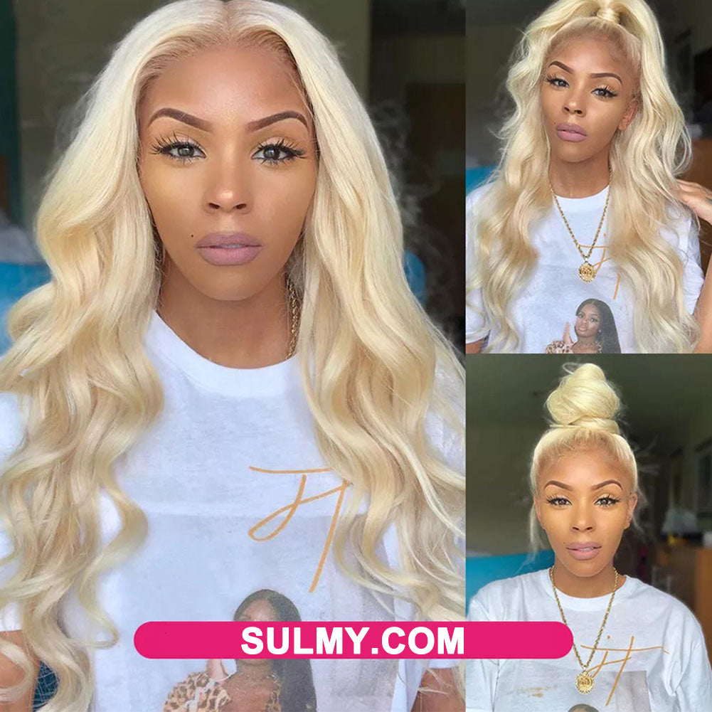 613 Blonde Lace Front Wavy Wigs 100% Real Human Hair