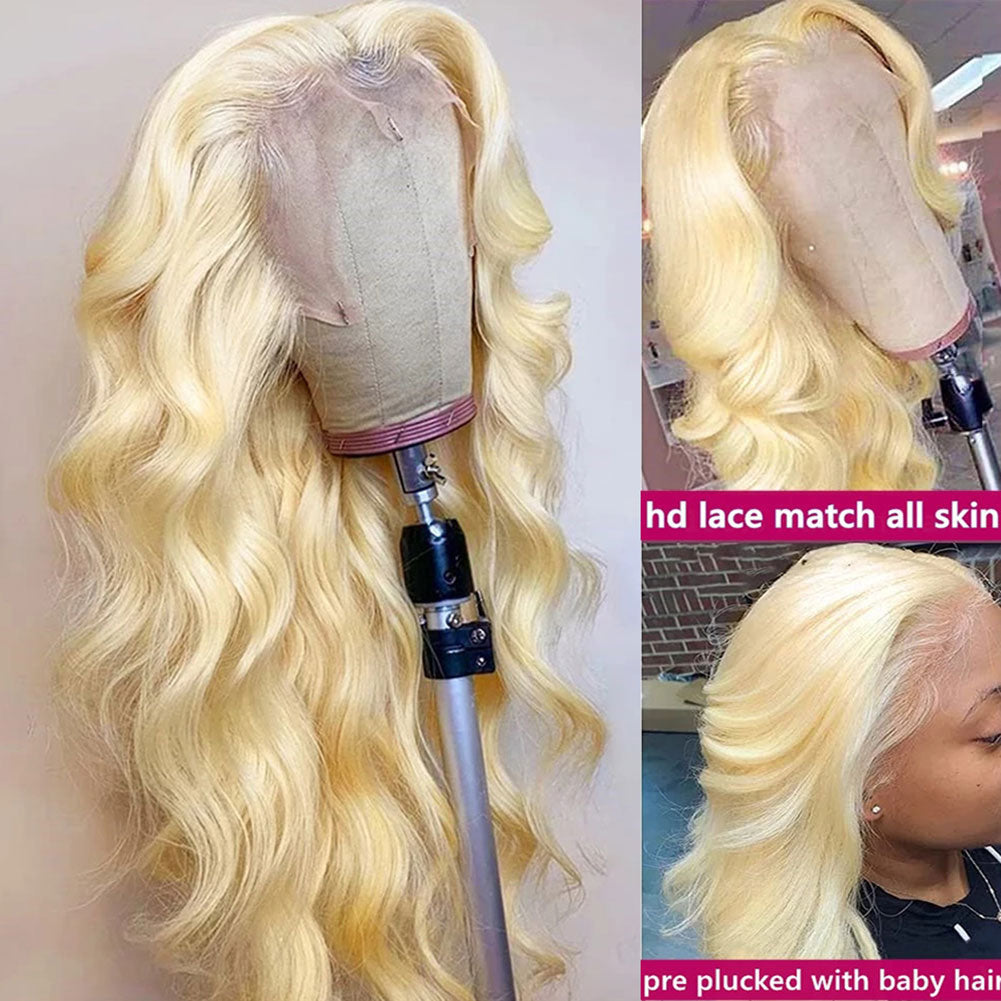 613 Blonde Lace Front Wavy Wigs 100% Real Human Hair