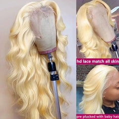 613 Blonde Lace Front Wavy Wigs 100% Real Human Hair