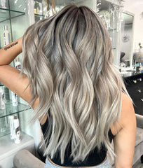 Medium Ash Blonde Wigs with Frosted Ends 100% Real Human Hair for Caucasian Women