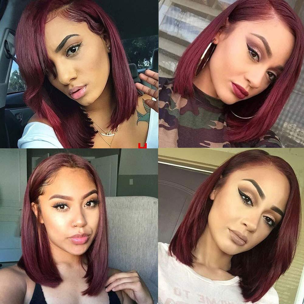 Burgundy Bob Lace Front Wig Colored Short Human Hair Wigs- SULMY | SULMY.