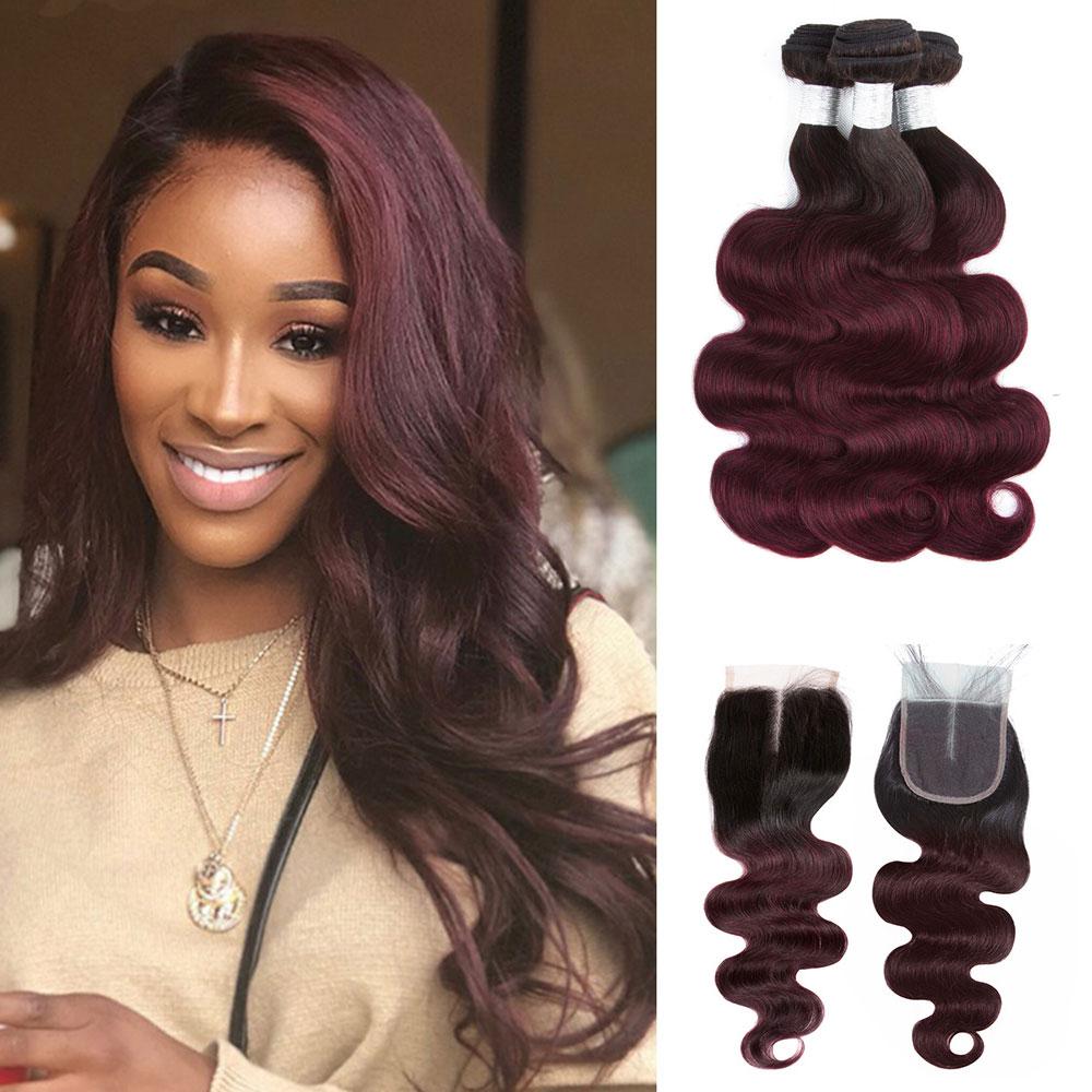 99j Bundles with Cloure Dark Roots Ombre Human Hair Weave | SULMY.