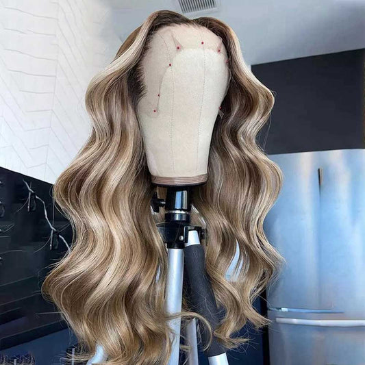 SULMY Ash Brown Highlight Wigs 100% Human Hair