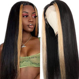 Blonde Skunk Stripe Wigs 100% Human Hair