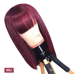 Short Human Hair Bob Wigs With Bangs