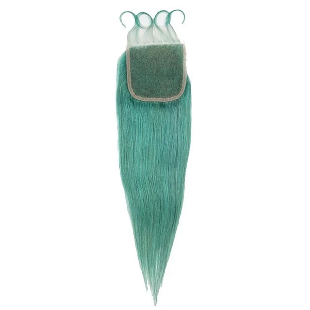 Emerald Green Human Hair Weaving Bundles with Closure Brazilian Hair Extensions