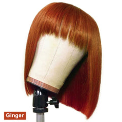 Short Human Hair Bob Wigs With Bangs