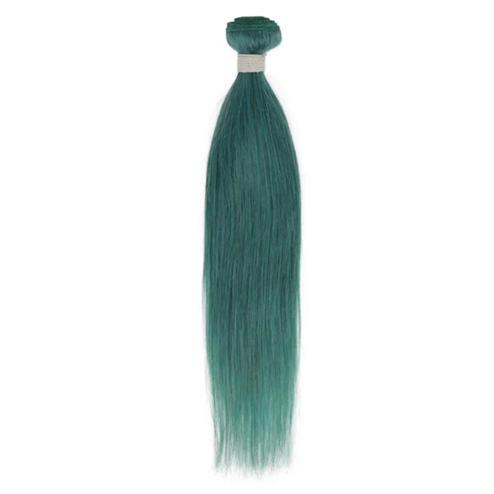 Green Human Hair Weaving Bundles Emerald Green Brazilian Hair Extensions