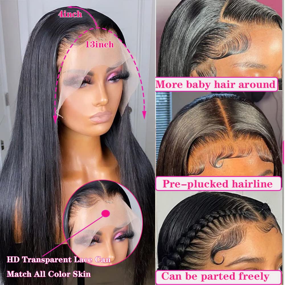 SULMY HD Lace Frontal Wig Straight Transparent Human Hair Wigs