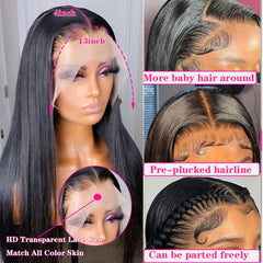 SULMY HD Lace Frontal Wig Straight Transparent Human Hair Wigs