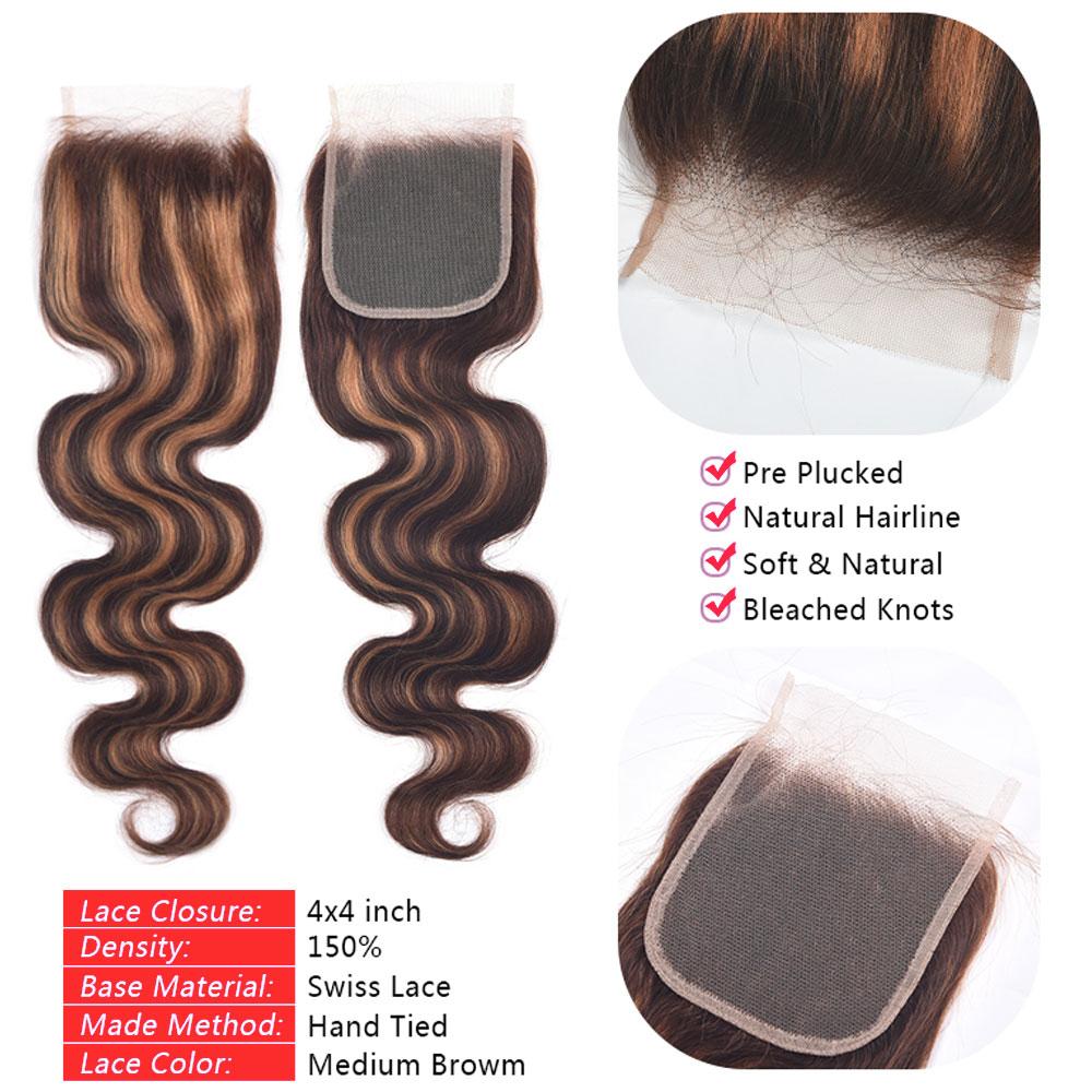 Honey Blonde Highlight Bundles With Closure Body Wave | SULMY.