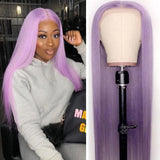 Lavender Lace Front Wig Long Human Hair Light Pastel Purple Pre Colored Wigs SULMY | SULMY.