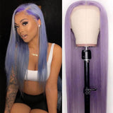 Lavender Lace Front Wig Long Human Hair Light Pastel Purple Pre Colored Wigs SULMY | SULMY.