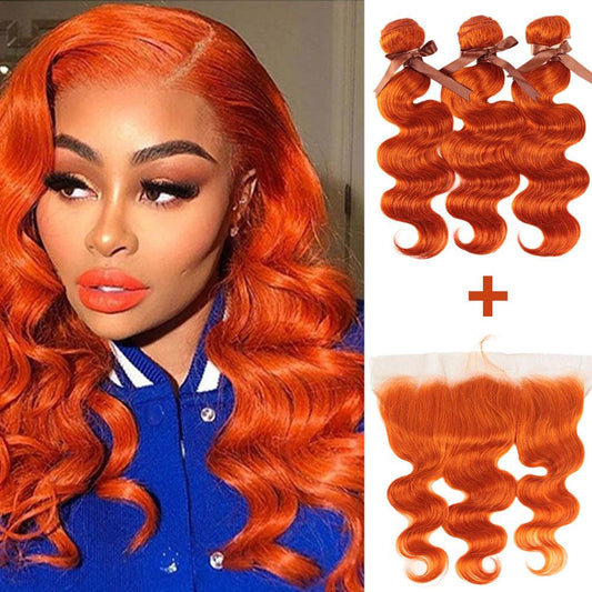 Orange Hair Weave Bundles With Frontal Body Wave | SULMY.