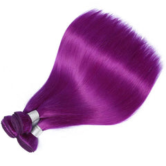 Purple Bundles With Closure Straight Dark Purple Weave With Closure