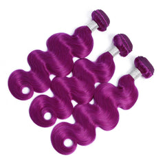 Purple Bundles With Closure Wavy Dark Purple Weave With Closure