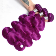 Purple Bundles With Closure Wavy Dark Purple Weave With Closure