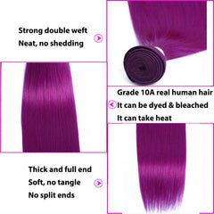 Purple Bundles With Closure Wavy Dark Purple Weave With Closure