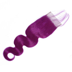 Purple Bundles With Closure Wavy Dark Purple Weave With Closure