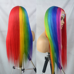 Rainbow Multi Colored Human Hair Unicorn Wigs