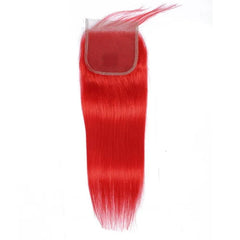 Red Bundles With Closure Straight Bright Red Hair Weave With Closure