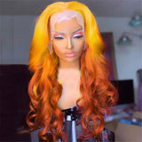 Red Orange Ombre Lace Front Wig 100% Human Hair Wig