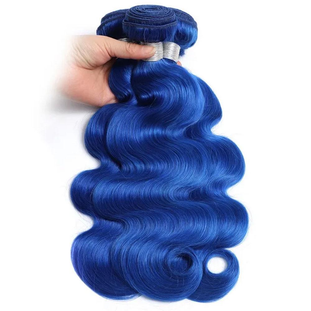Remy Blue Human Hair Bundles Wavy Royal Blue Hair Weave
