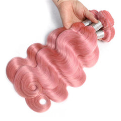 Remy Pink Human Hair Bundles Wavy Light Pink Hair Weave