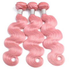 Remy Pink Human Hair Bundles Wavy Light Pink Hair Weave