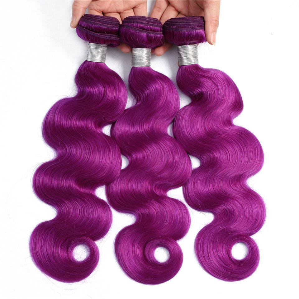 Remy Purple Human Hair Bundles Wavy Dark Purple Hair Weave