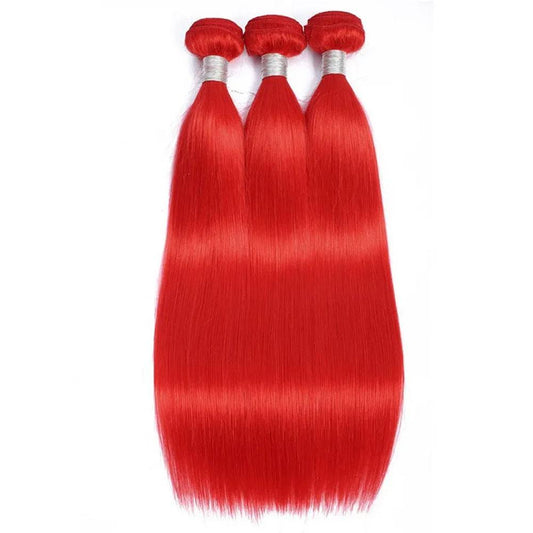 Remy Red Human Hair Bundles Straight Bright Red Hair Weave