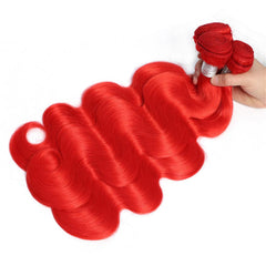 Remy Red Human Hair Bundles Wavy Bright Red Hair Weave