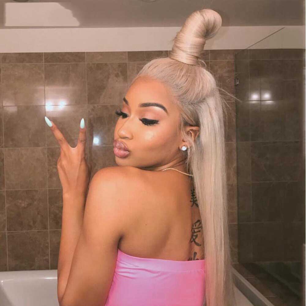 SULMY Ash Blonde Straight Human Hair Wigs