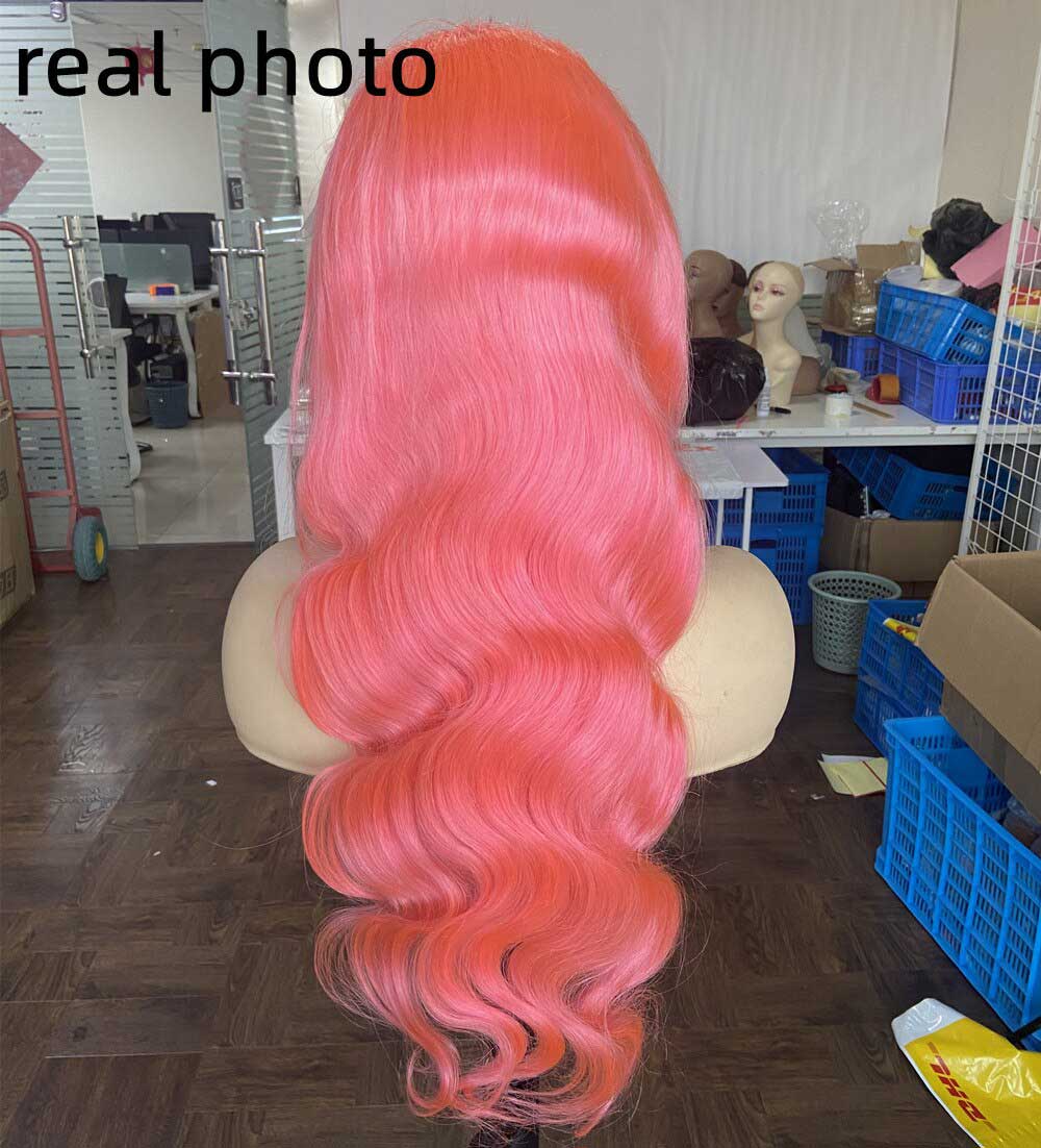 SULMY Light Pink Colored Human Hair Wigs