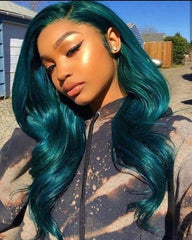 Teal Wig Human Hair Turquoise wig Lace Front | SULMY.