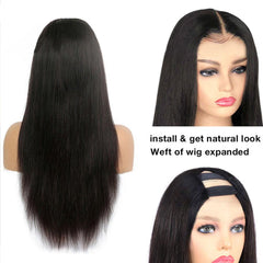 U Part Wig 2x4Inch Half Wigs Human Hair Silky Straight SULMY | SULMY.