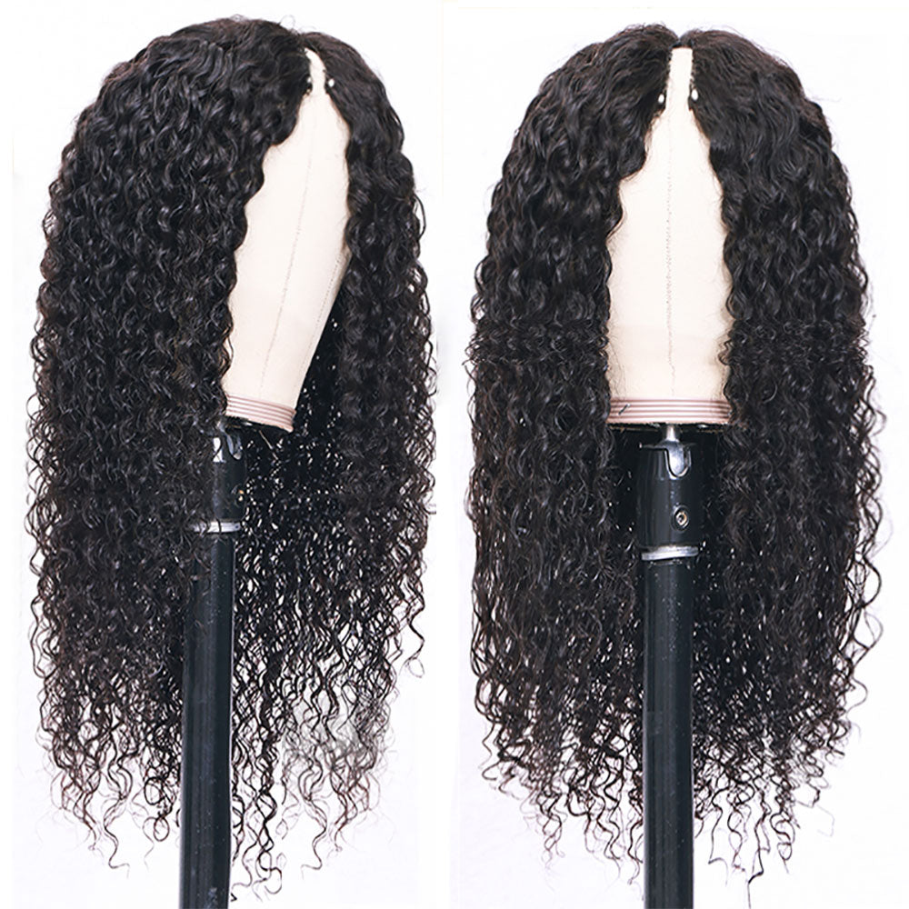 V Part Wig 100% Real Human Hair Kinky Curly