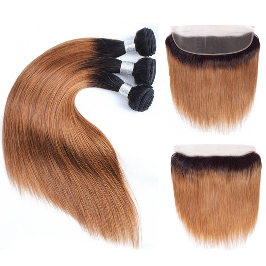 Sulmy 3 Bundles With Frontal Closure 1b #30 Ombre straight Brazilian Hair Weave | SULMY.