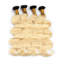 Ombre Blonde Hair Weave 1 Bundles Human Hair Dark Roots Body Wave | SULMY.