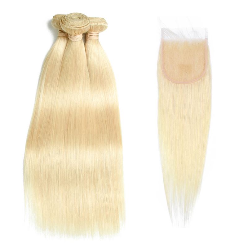 Blonde Bundles With Closure 613 Straight Human Hair Weave With Closure | SULMY.