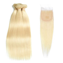 Blonde Bundles With Closure 613 Straight Human Hair Weave With Closure | SULMY.