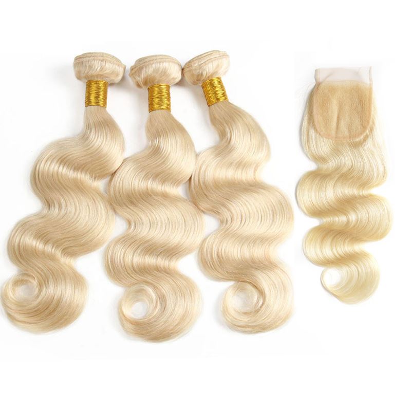 613 Bundles With Closure Body Wave Honey Blonde Hair Weave With Closure | SULMY.