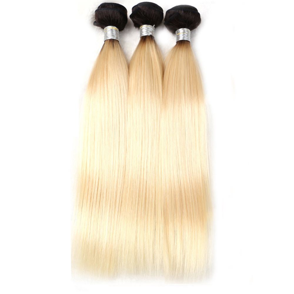 Black Roots 613 Hair Weave 3 Bundles Deals Ombre Blonde Straight Human Hair | SULMY.