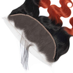 Burnt Orange Bundles With Frontal Wavy 1b 350 Human Hair Dark Roots | SULMY.