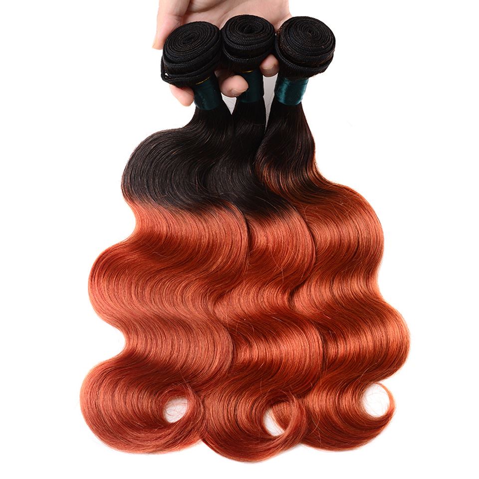 Burnt Orange Ombre Weave 3 Bundles Deals Body Wave Human Hair Dark Roots | SULMY.