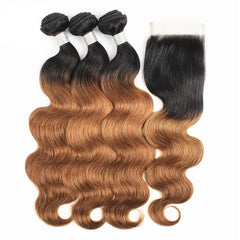 Sulmy 3 Bundles With Closure 1b #30 Ombre body wave Brazilian Hair Weave | SULMY.