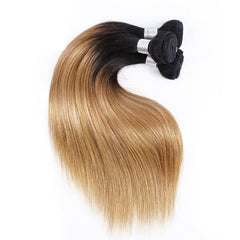 Sulmy 3 Bundles With Closure 1b #27 Ombre Straight Brazilian Hair Weave | SULMY.