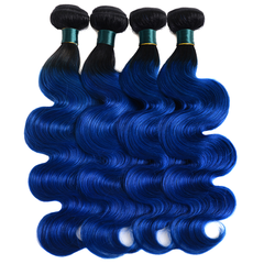 Royal Blue Ombre Bundles With Closure Remy Human Hair Electric Blue Hair Weave Dark Roots | SULMY.