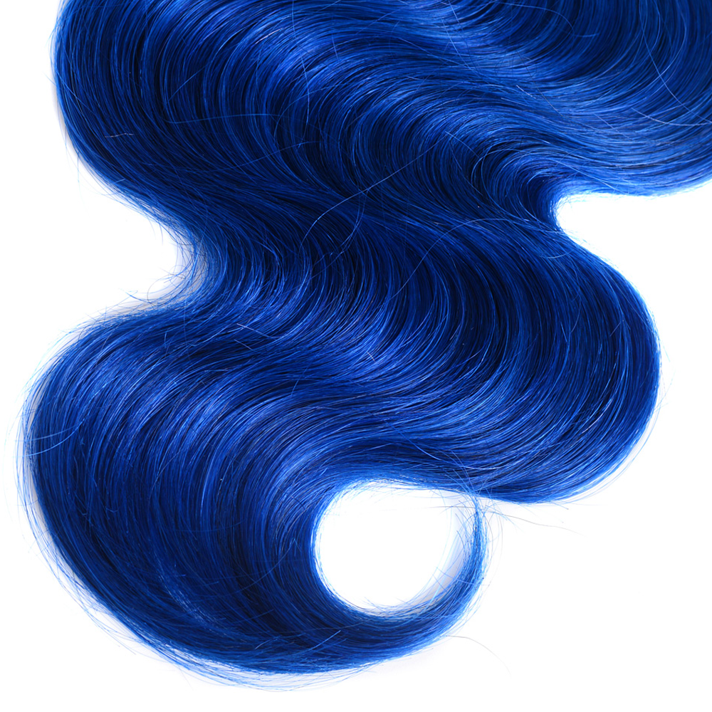 SULMY Royal Blue Ombre Bundles With Frontal Remy Human Hair Electric B